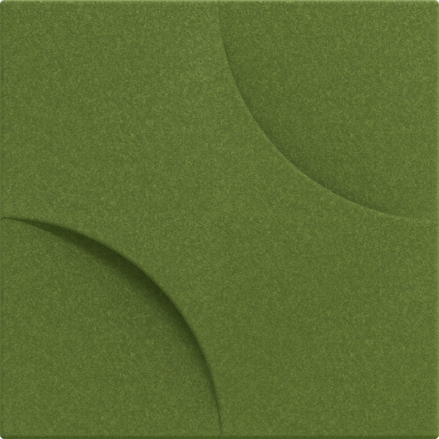Image of an individual green Torino acoustic tile. Acoustic tiles from Acoustek's Cavassini collection - manufactured & available to buy from Acoustek Australia & UK.