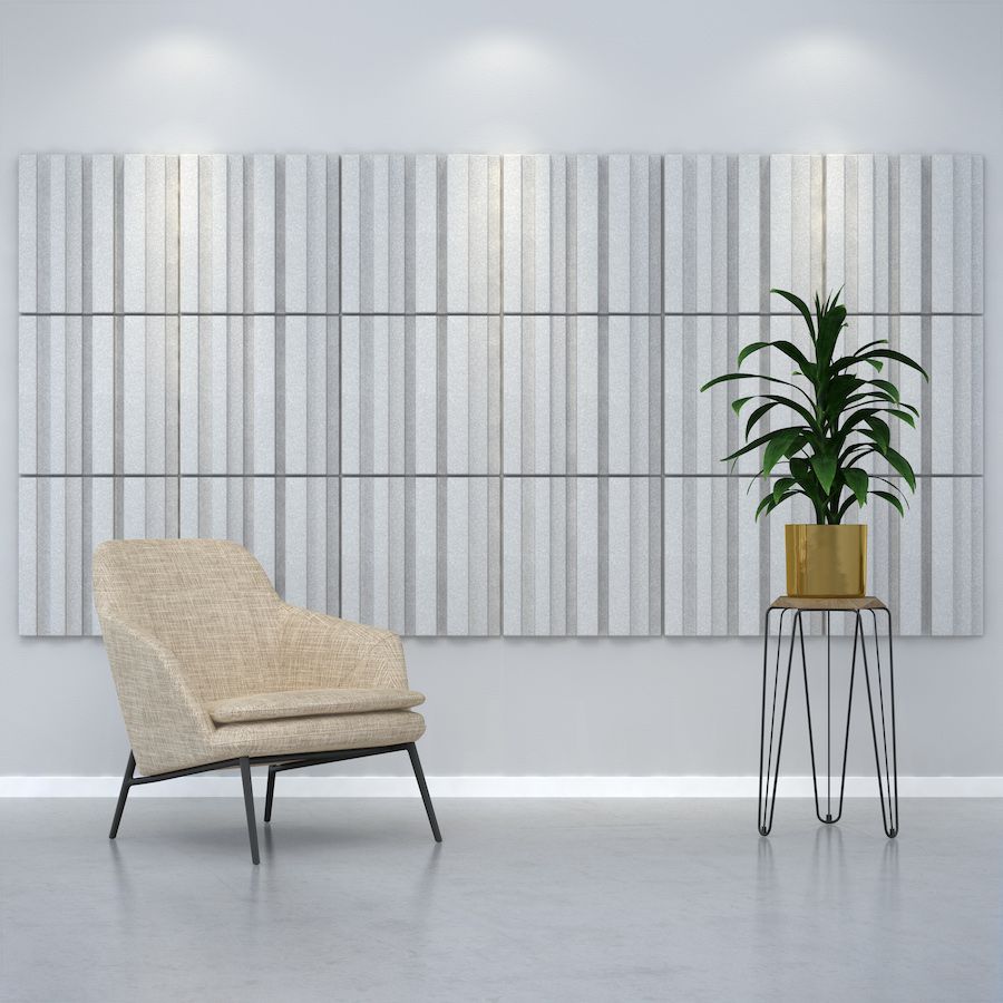 Image of acoustic tiles from Acoustek's Newport Collection attached to wall.